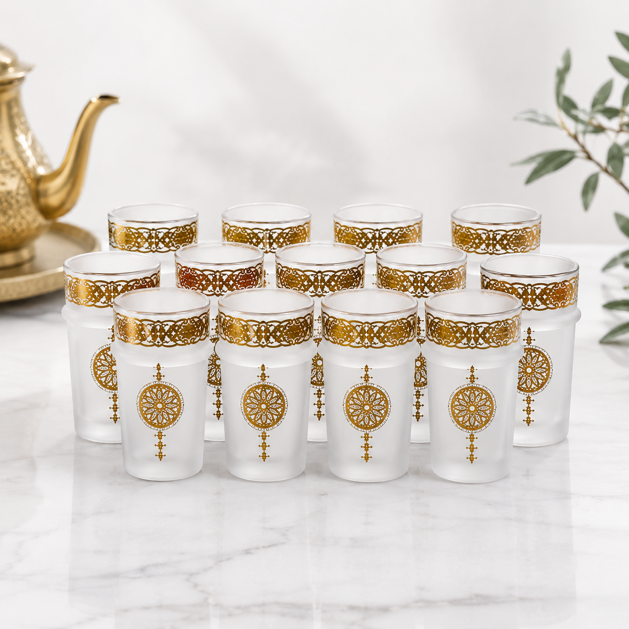 Verres à thé oriental dorés 12 pièces